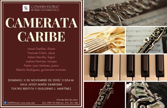 Camerata Caribe Domingo 11 de  Noviembre, 11am     Conservatorio de Música de Puerto Rico