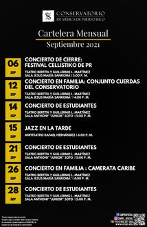 Cartelera Septiembre 2021/Conservatorio de Música de Puerto Rico